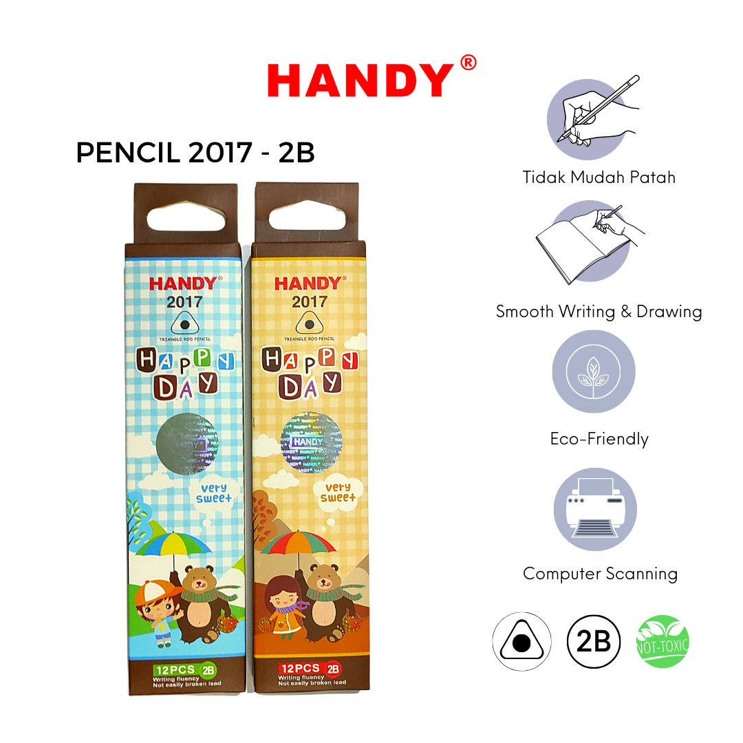 PENSIL 2B HANDY 2017 - 2B Isi 12 PCS Pencil Sketch Gambar Writing Drawing - 1