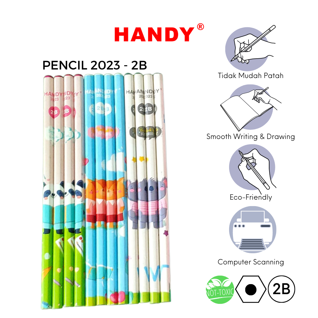 PENSIL HANDY 2023 - 2B Isi 12 PCS Pencil Sketch Gambar Writing Drawing - 1