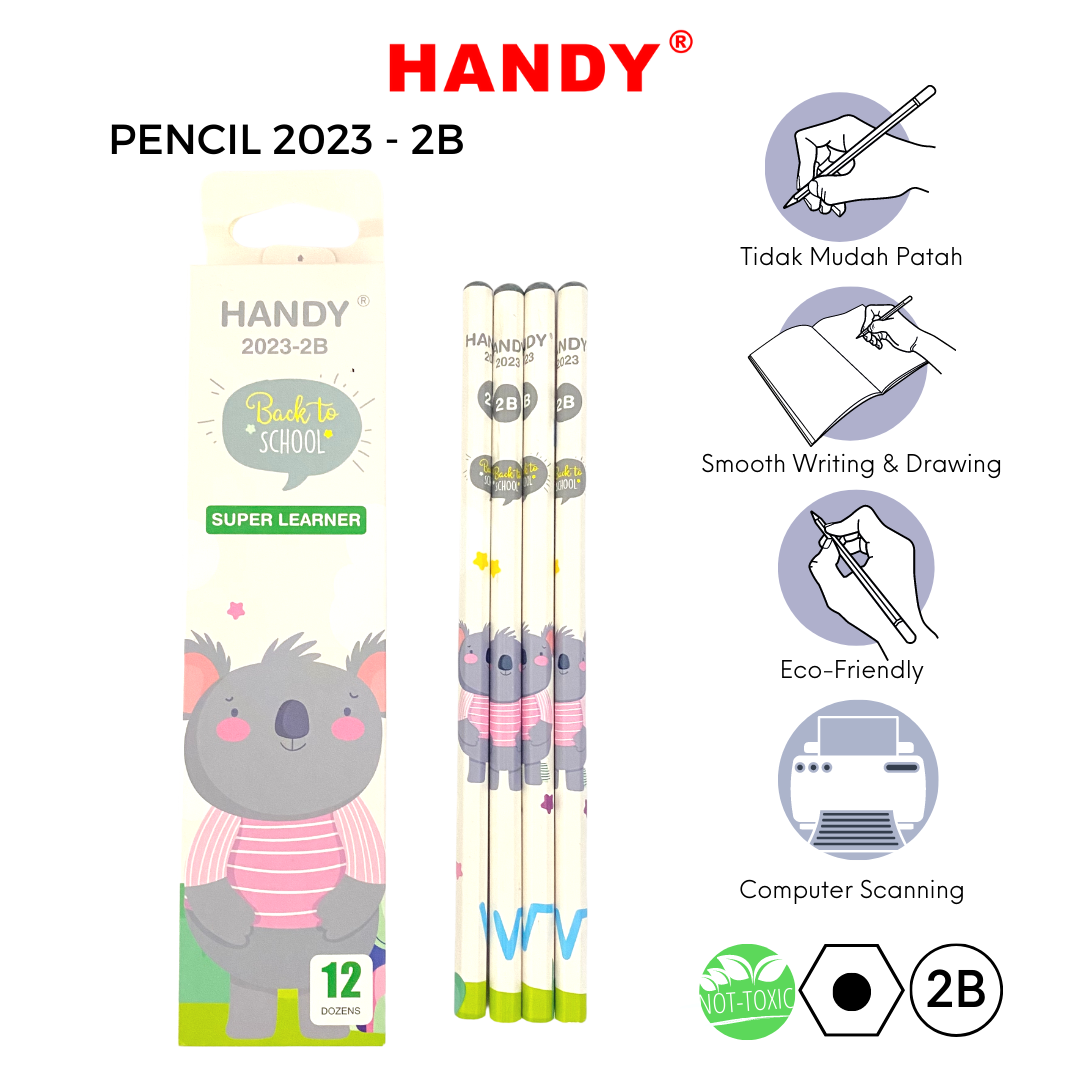 PENSIL HANDY 2023 - 2B Isi 12 PCS Pencil Sketch Gambar Writing Drawing - 4