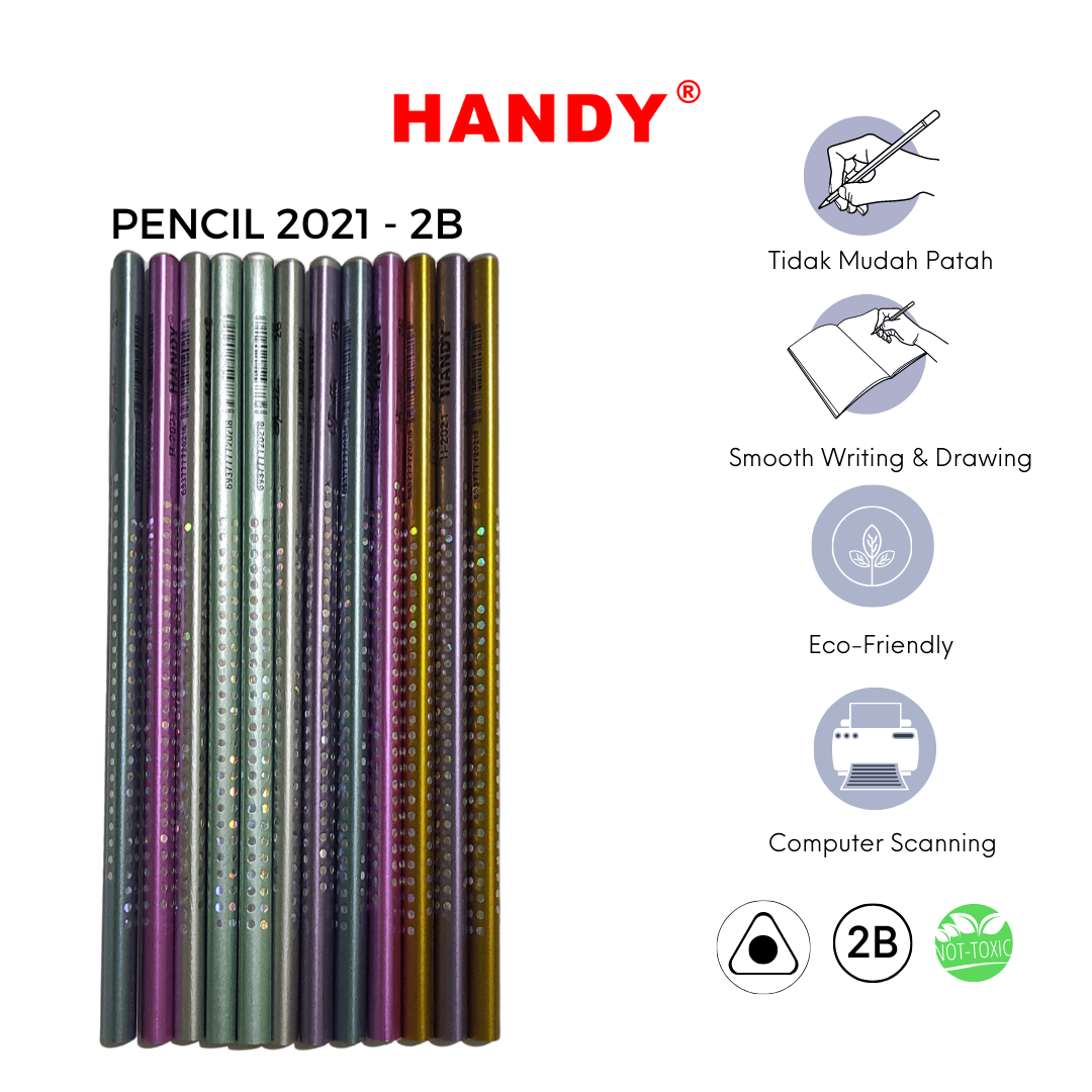 PENSIL HANDY 2021 - 2B Isi 12 PCS Pencil Sketch Gambar Writing Drawing - 3