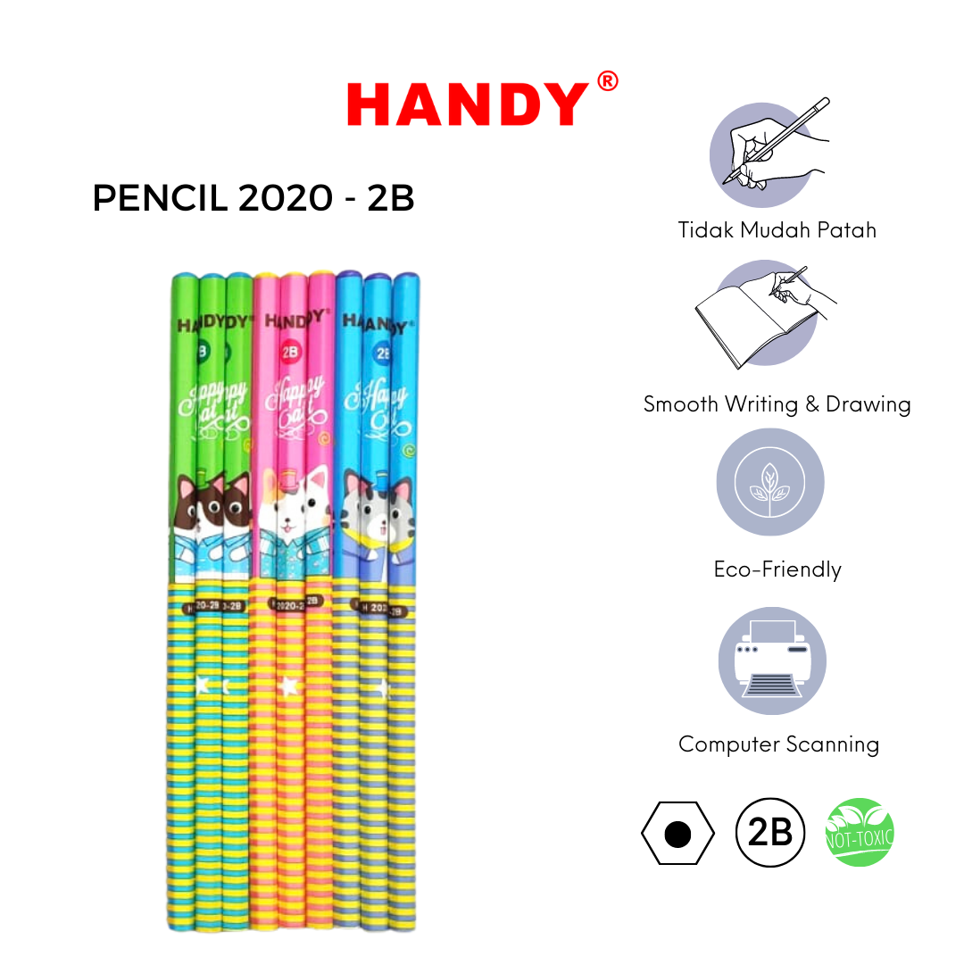 PENSIL HANDY 2020 - 2B Isi 12 PCS Pencil Sketch Gambar Writing Drawing - 3