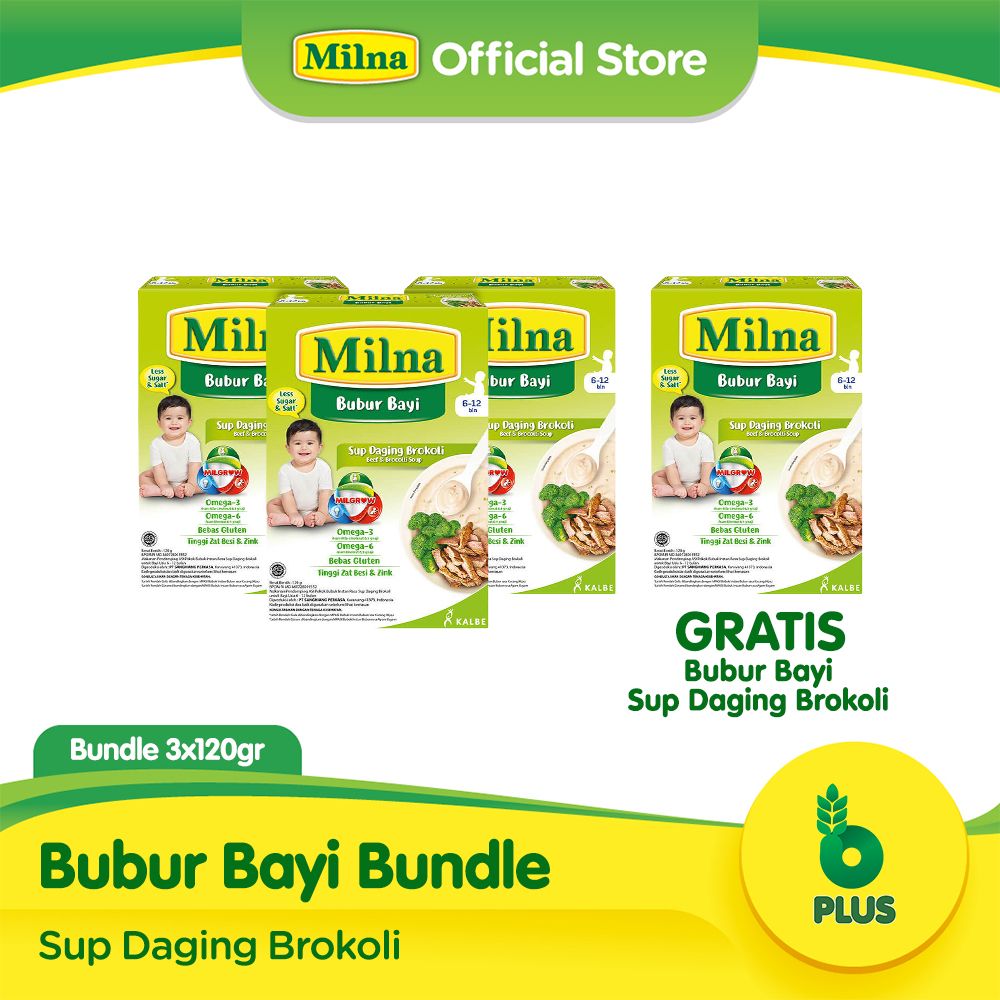 Buy 3 Get 1 Free Milna Bubur Bayi 6+ Sup Daging Brokoli - 1