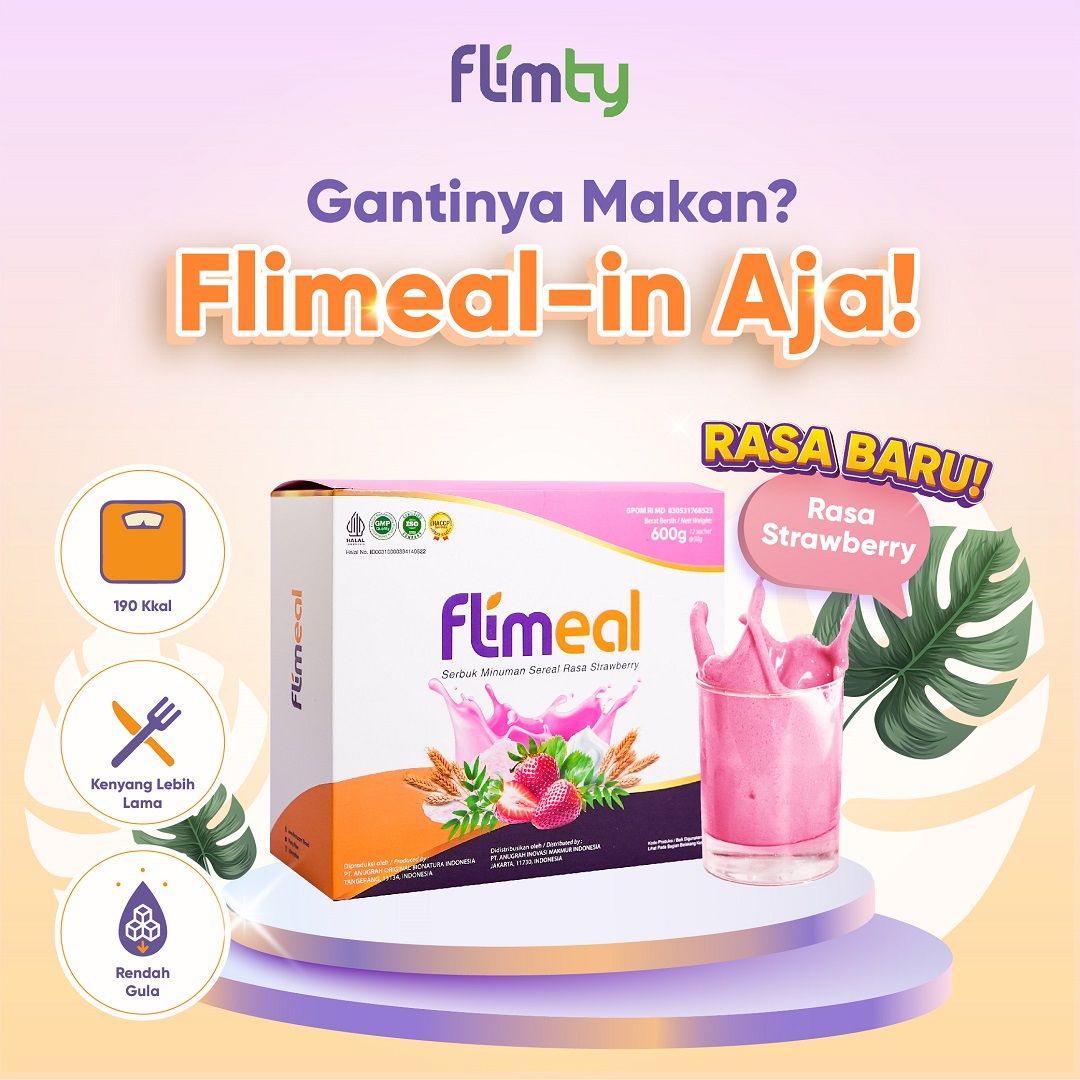 Flimeal (Meal Replacement) - 1 Box (isi 12 sachet) - Strawberry - 1