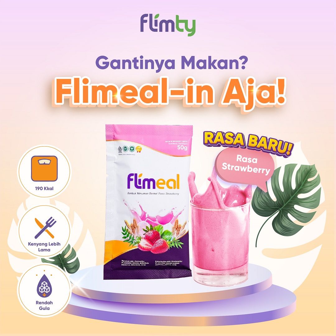 Flimeal (Meal Replacement) - 1 Box (isi 12 sachet) - Strawberry - 2