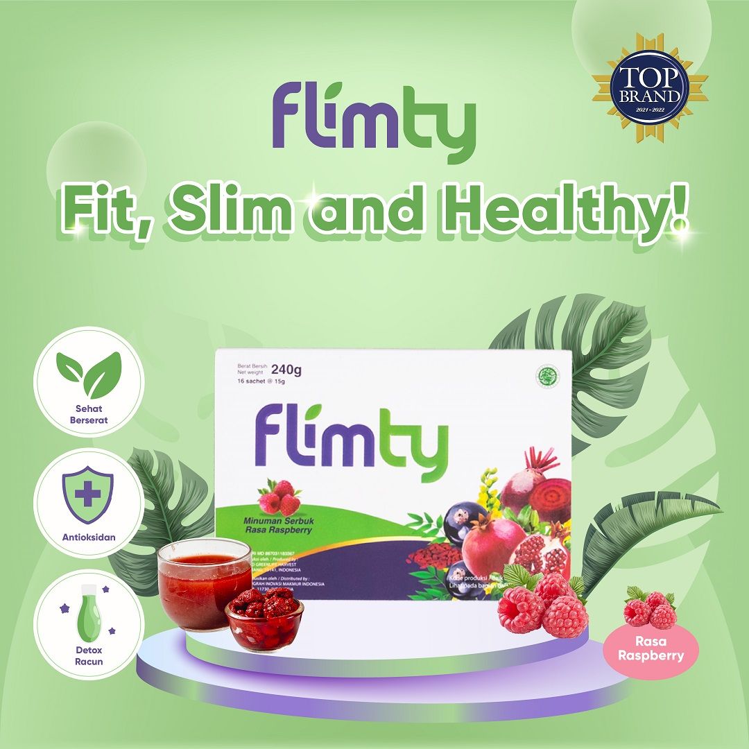 Flimty Fiber - 1 Box (isi 16 sachet) Antioksidan - Raspberry - 1