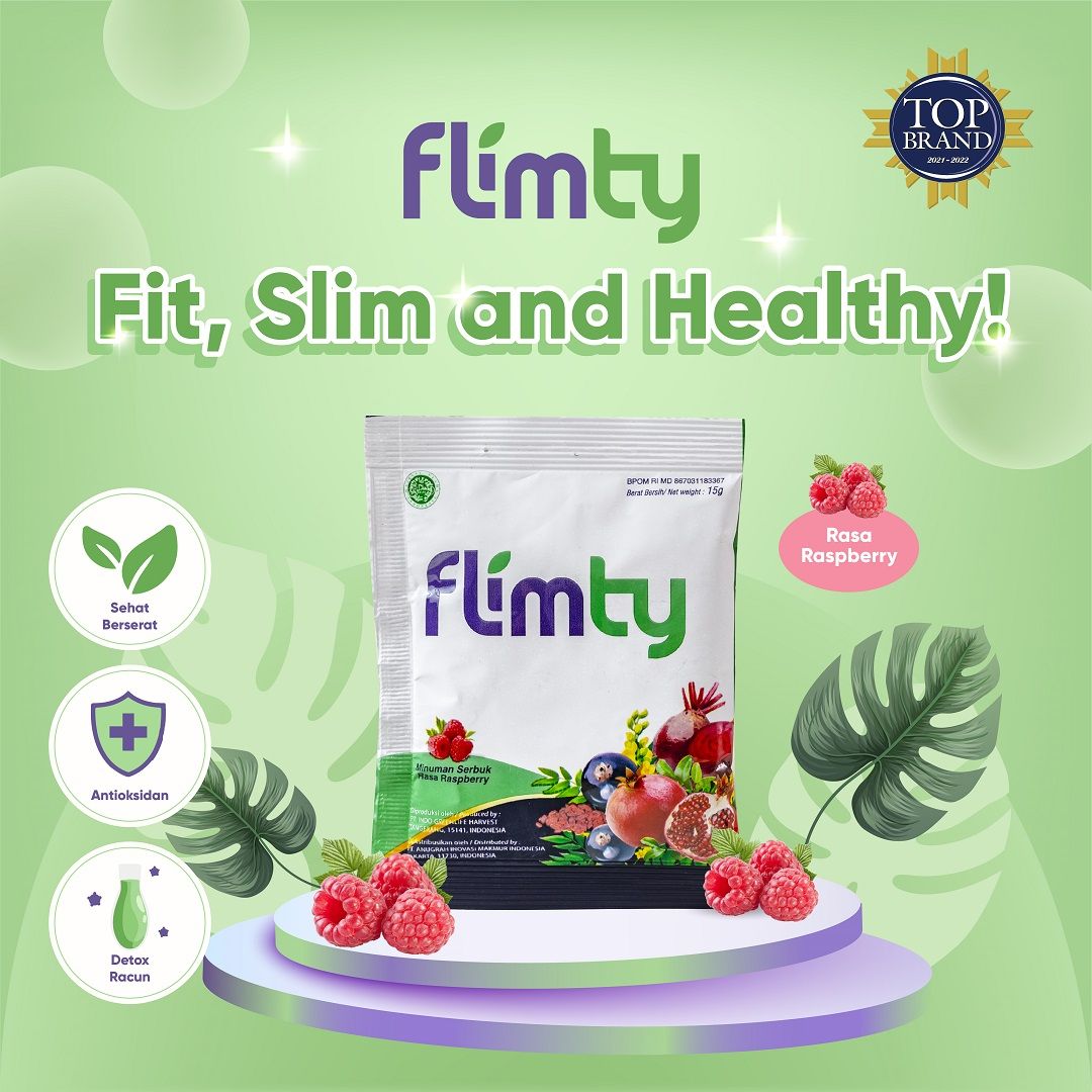 Flimty Fiber - 1 Box (isi 16 sachet) Antioksidan - Raspberry - 2