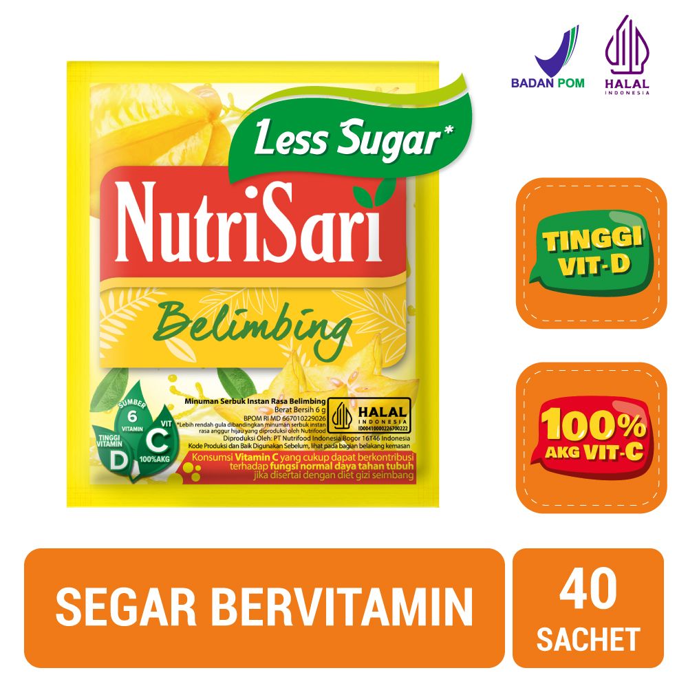 NutriSari Less Sugar Belimbing 40 sachet - Blimbing Starfruit Tinggi Vitamin C | 1N03301456 - 1