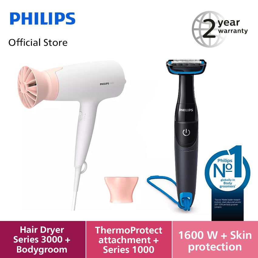 Philips Couple Set- Hair Dryer BHD300/10 + Bodygroomer BG1024/16 - 1