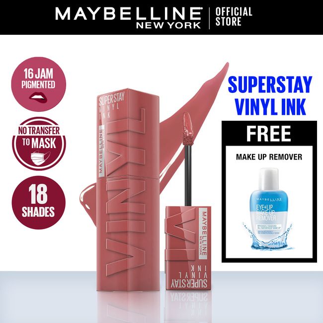 Maybelline Superstay Vinyl Ink - 35 Cheeky + Free Make Up Remover - 1