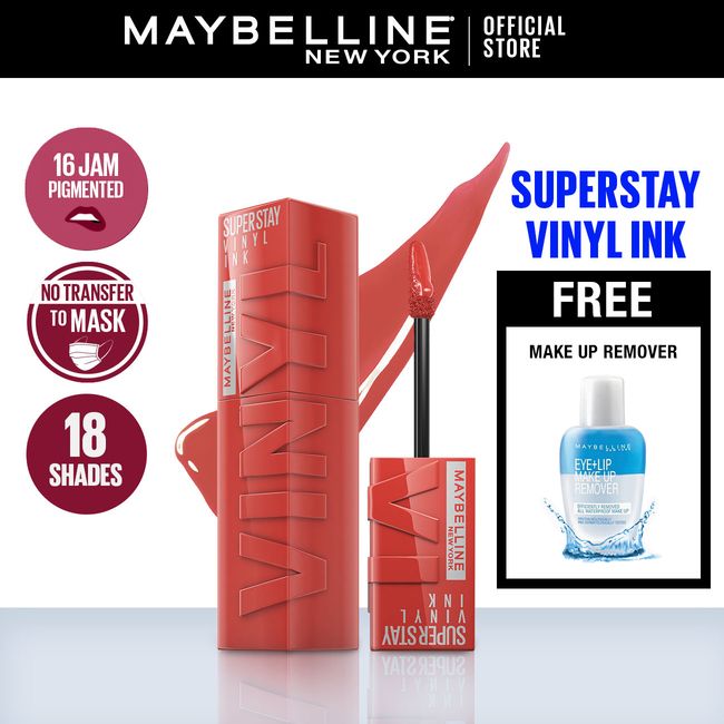 Maybelline Superstay Vinyl Ink - 60 Mischiev + Free Make Up Remover - 1