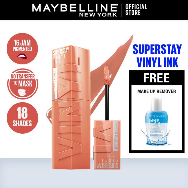 Maybelline Superstay Vinyl Ink - 63 Intrigue + Free Make Up Remover - 1