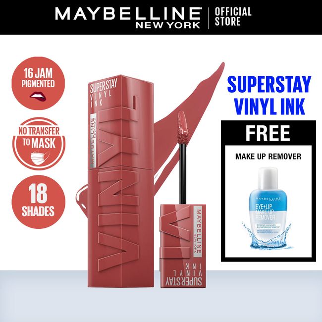 Maybelline Superstay Vinyl Ink - 115 Peppy + Free Make Up Remover - 1