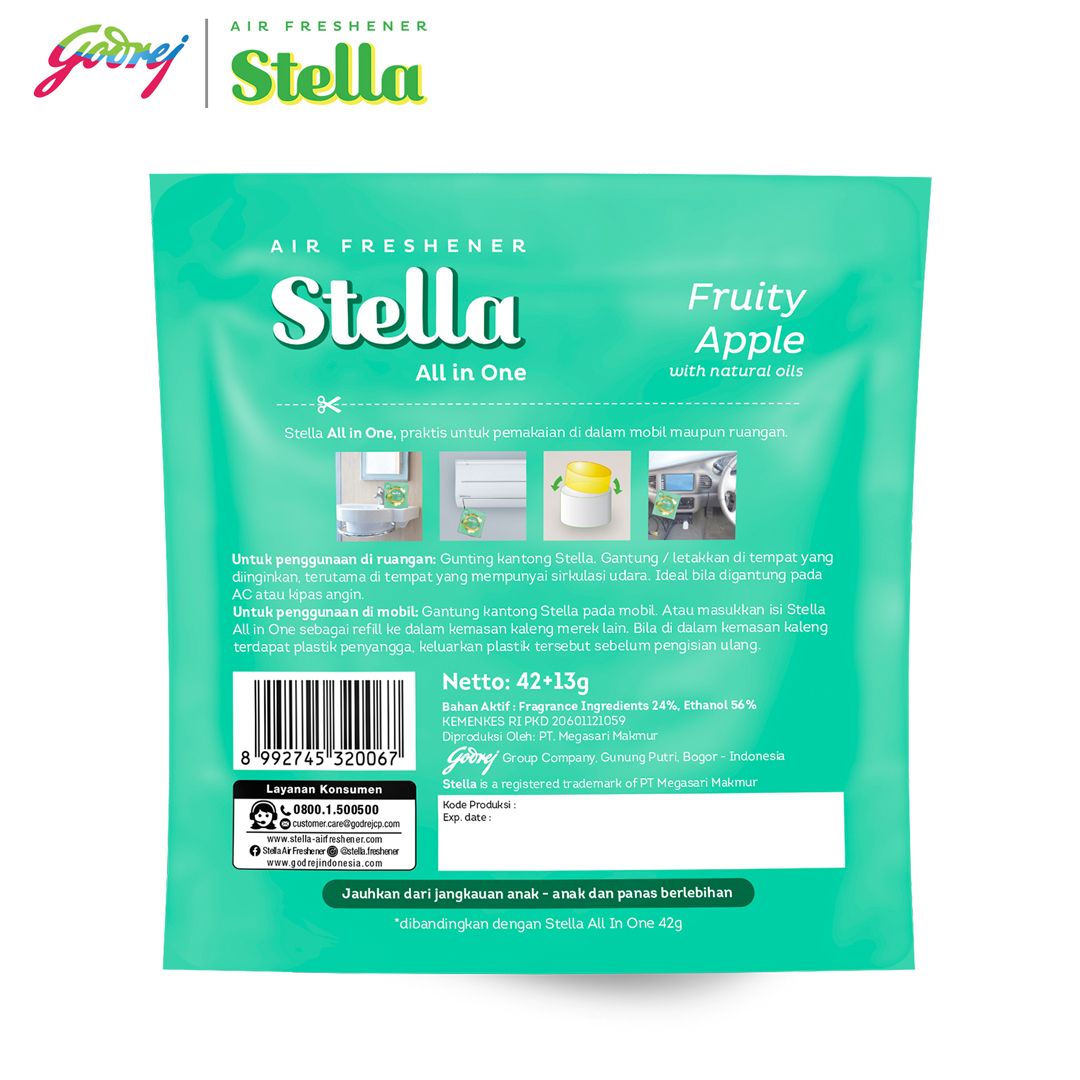 Stella All In One Fruity Apple 42+13gr - Pengharum Ruangan - 3