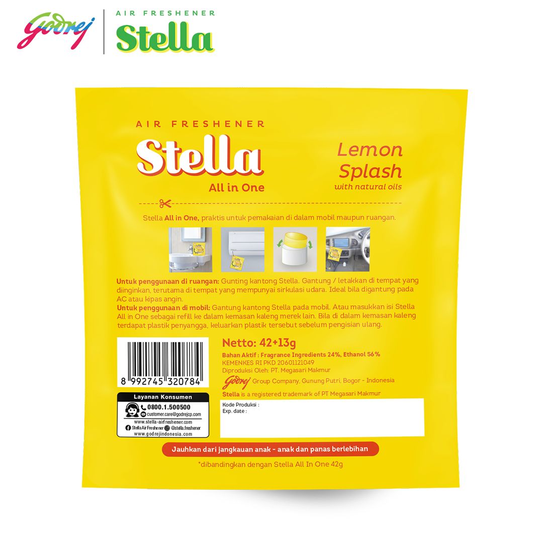 Stella All In One Lemon Splash 42+13gr - Pengharum Ruangan - 3