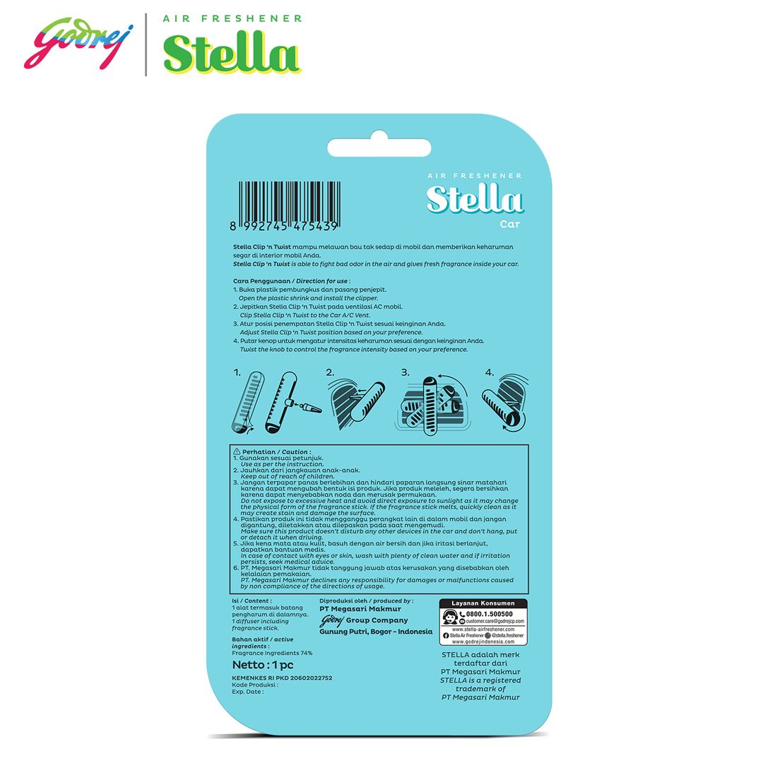 Stella Clip N Twist Aqua Marine - Pengharum Mobil - 3