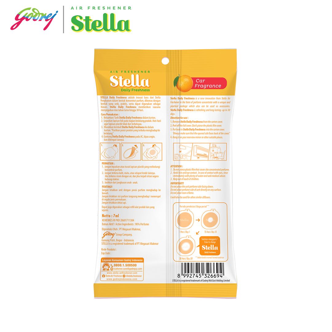Stella Daily Freshness Car Orange Blossom Beli 1 Gratis 1 - Pengharum Mobil - 3