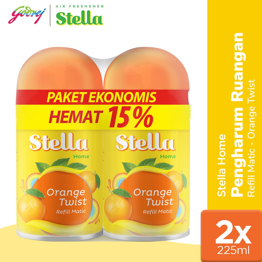Stella Matic Refill Orange Twist 225ml Multipack - Refill Pengharum Ruangan Otomatis - 1