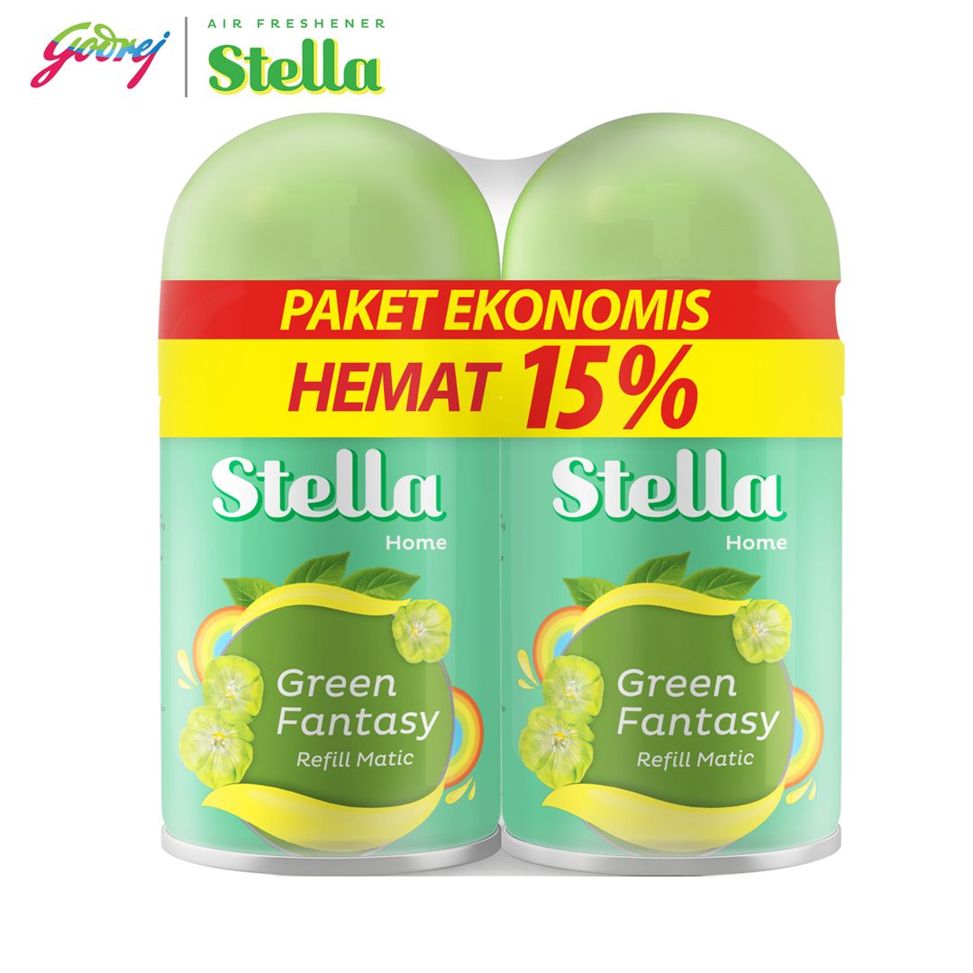 Stella Matic Refill Green Fantasy 225ml Multipack - Refill Pengharum Ruangan Otomatis - 2