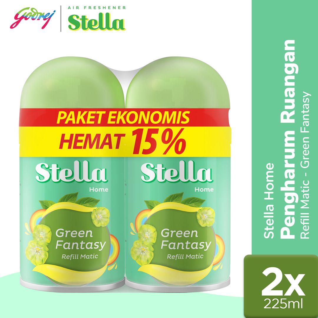 Stella Matic Refill Green Fantasy 225ml Multipack - Refill Pengharum Ruangan Otomatis - 1