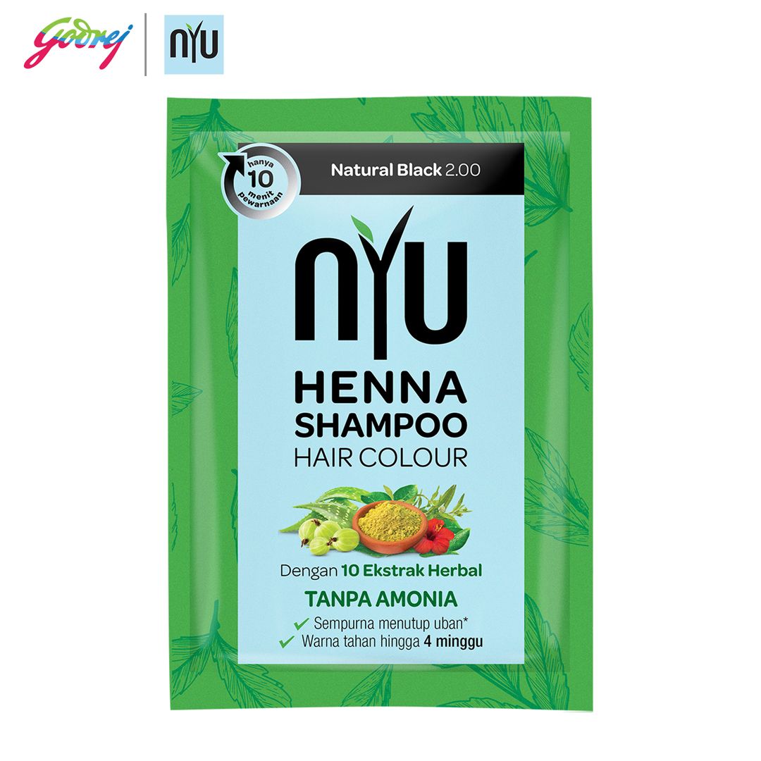 NYU Henna Shampoo Hair Colour Natural Black - Sampo Pewarna Rambut - 2