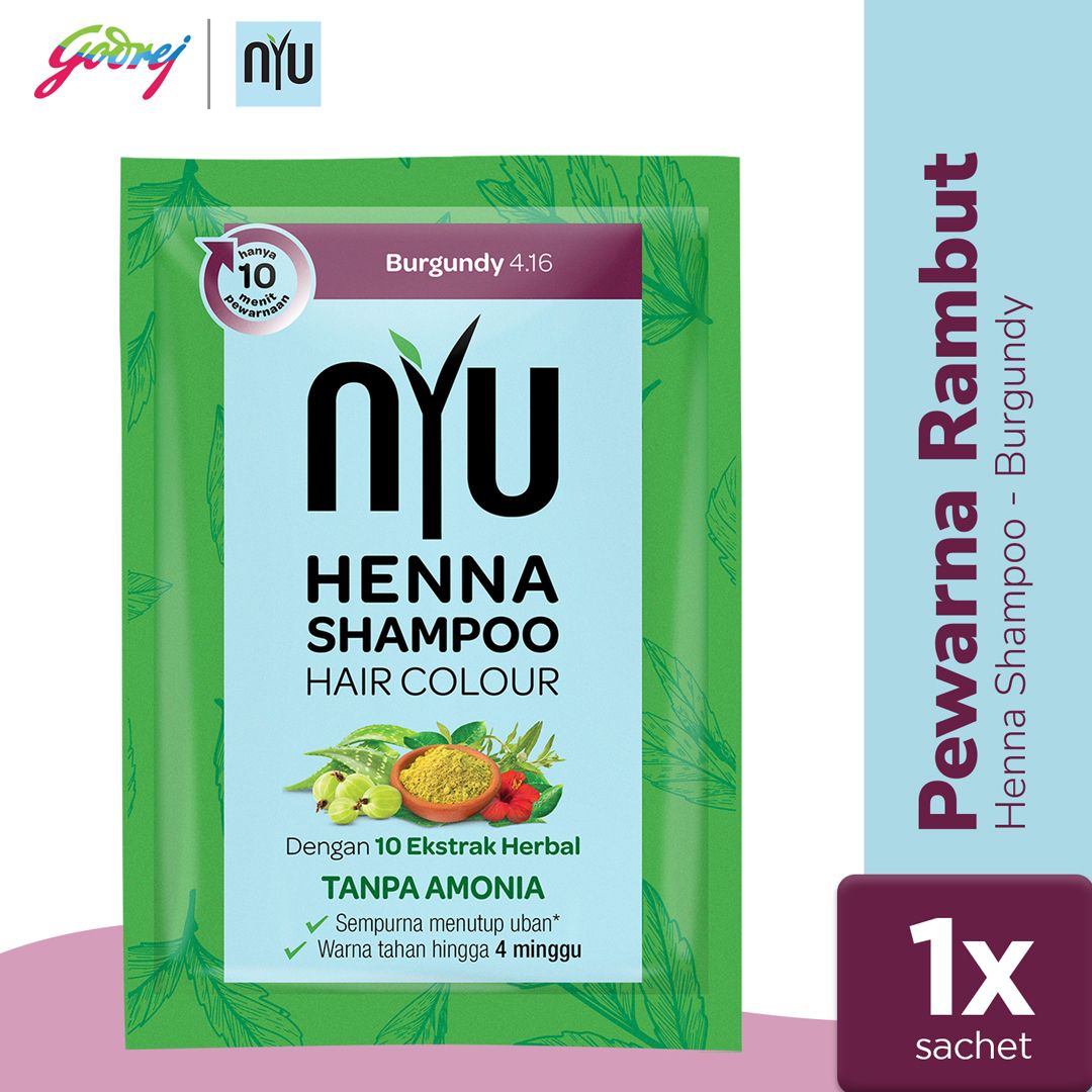 NYU Henna Shampoo Hair Colour Burgundy - Sampo Pewarna Rambut - 1