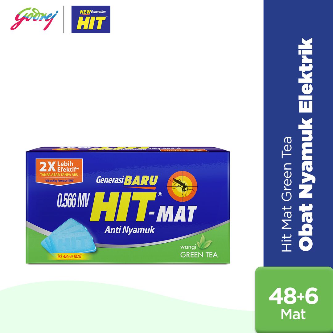 Hit Mat Green Tea 48+6's - Obat Nyamuk Elektrik - Bunuh Nyamuk Penyebab Demam Berdarah (DBD) - 1