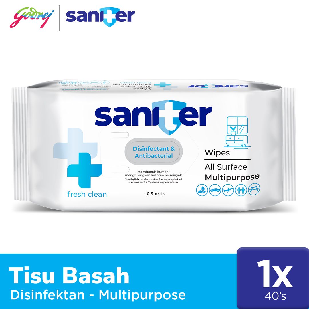 Saniter Surface Multipurpose Wipes 40`S - Tisu Basah Antiseptik - 1