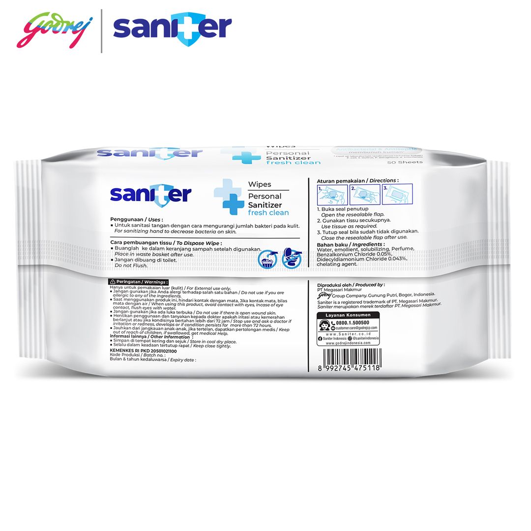 Saniter Personal Wipes Sanitizer 50S - Tisu Basah Antiseptik - 3