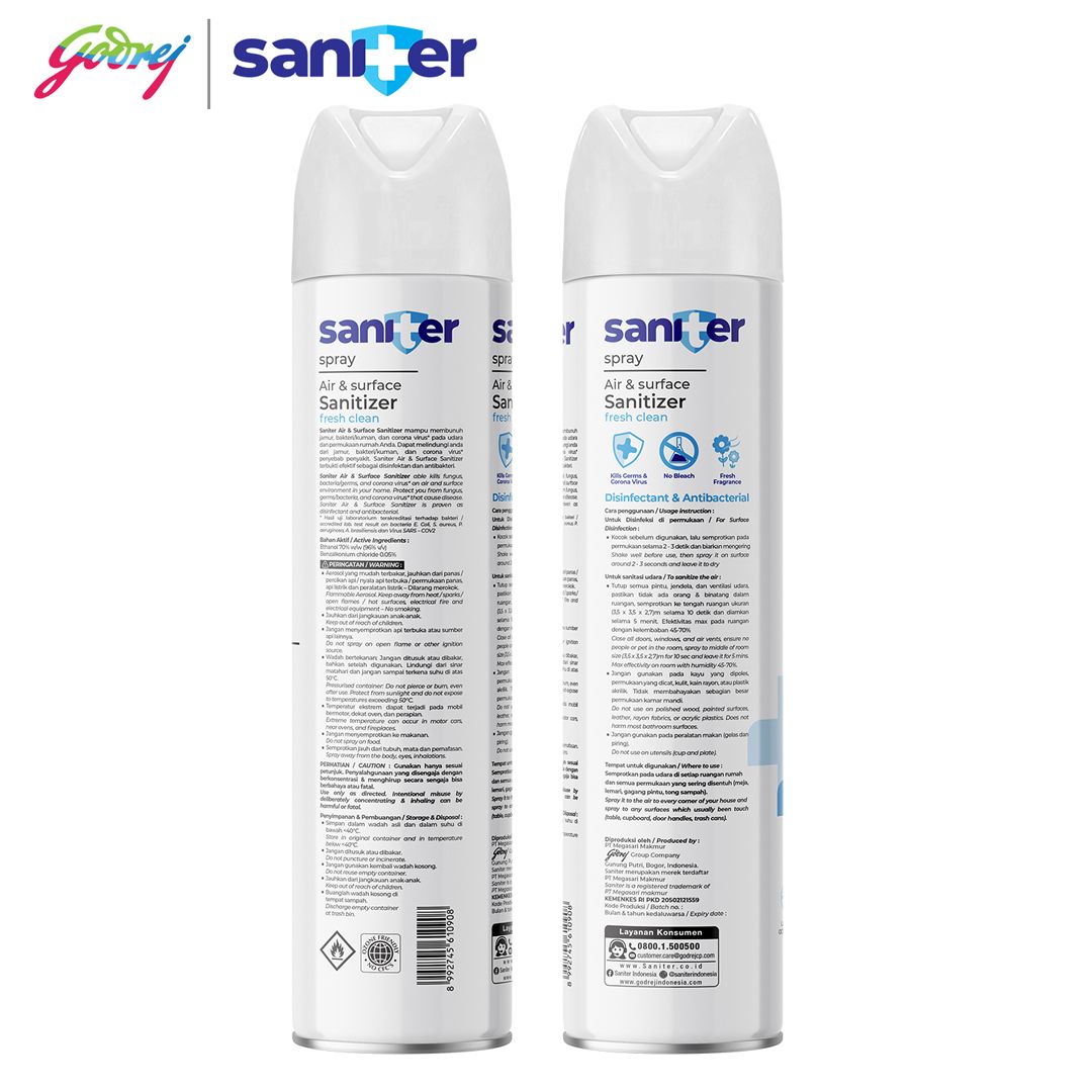 Saniter Air Sanitizer Aerosol 400ml - Penyemprot Disinfektan - 3