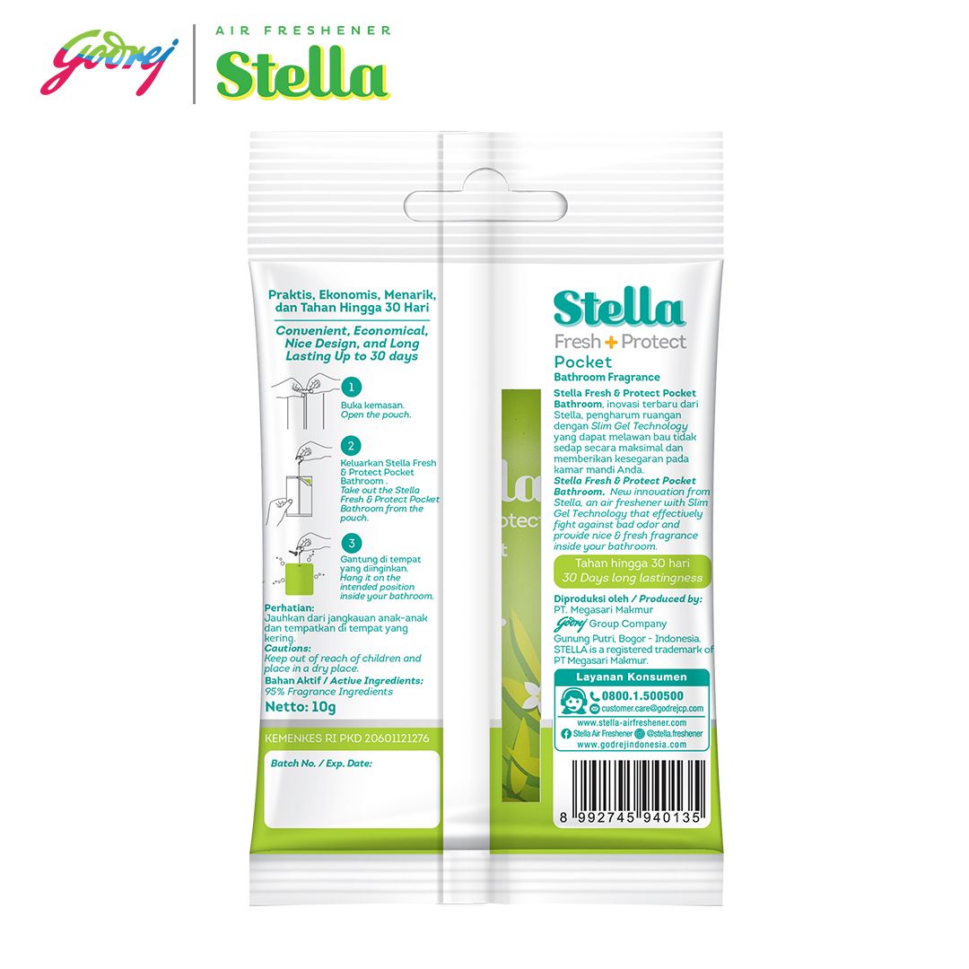 Stella Pocket Bathroom Fresh Green 10 gr - Pengharum Kamar Mandi - 3