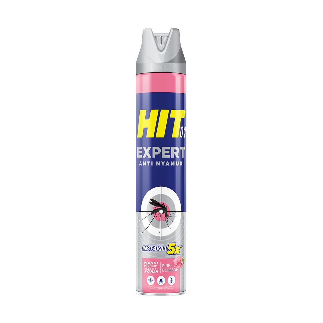 HIT Aerosol Expert Pink Blossom 600ml - Obat Nyamuk - Bunuh Nyamuk Penyebab Demam Berdarah (DBD) X2 - 2