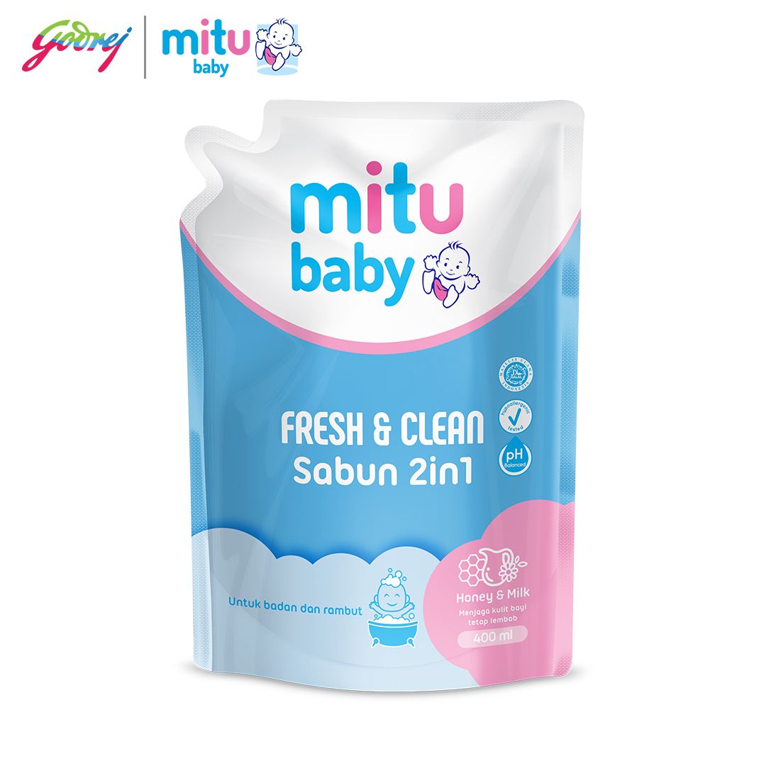 Mitu Baby Liquid Soap 2in1 Pouch 400ml - Sabun Mandi Bayi X2 - 2