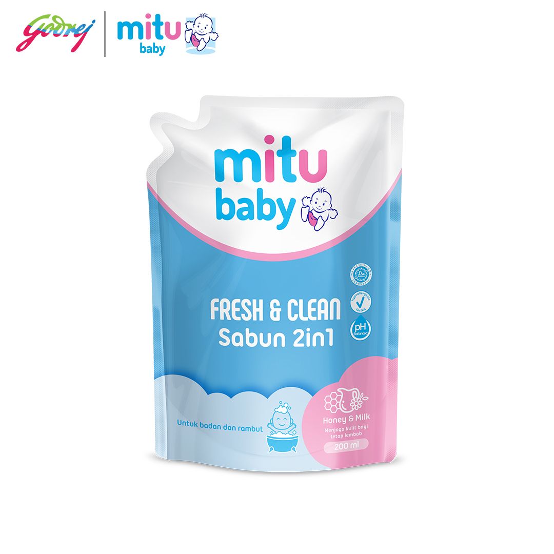 Mitu Baby Liquid Soap 2In1 Refill 200ml - Sabun Mandi Bayi X2 - 2