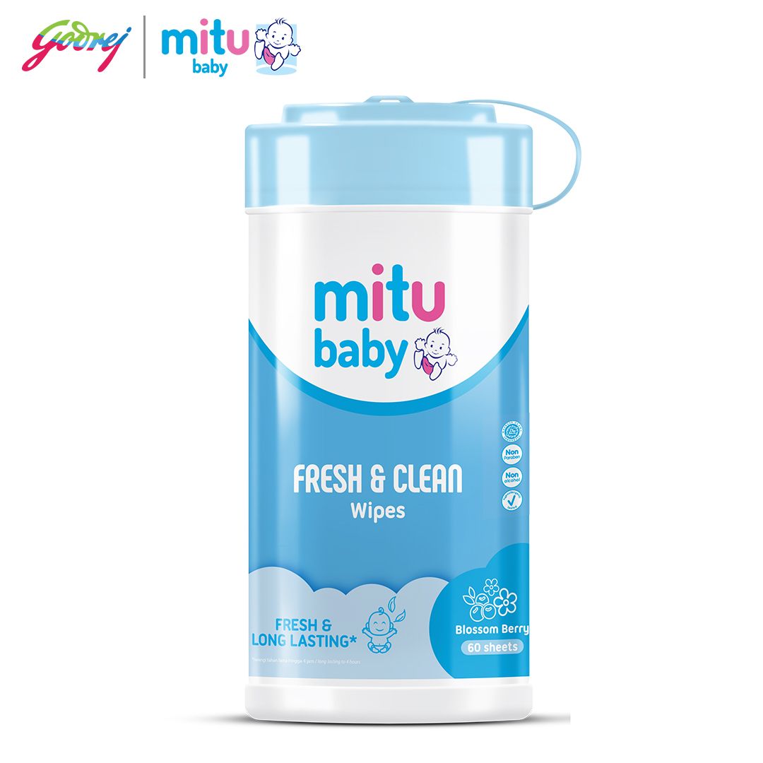 Mitu Baby Fresh & Clean Blossom Berry Bottle 60'S - Tisu Basah Bayi X2 - 2