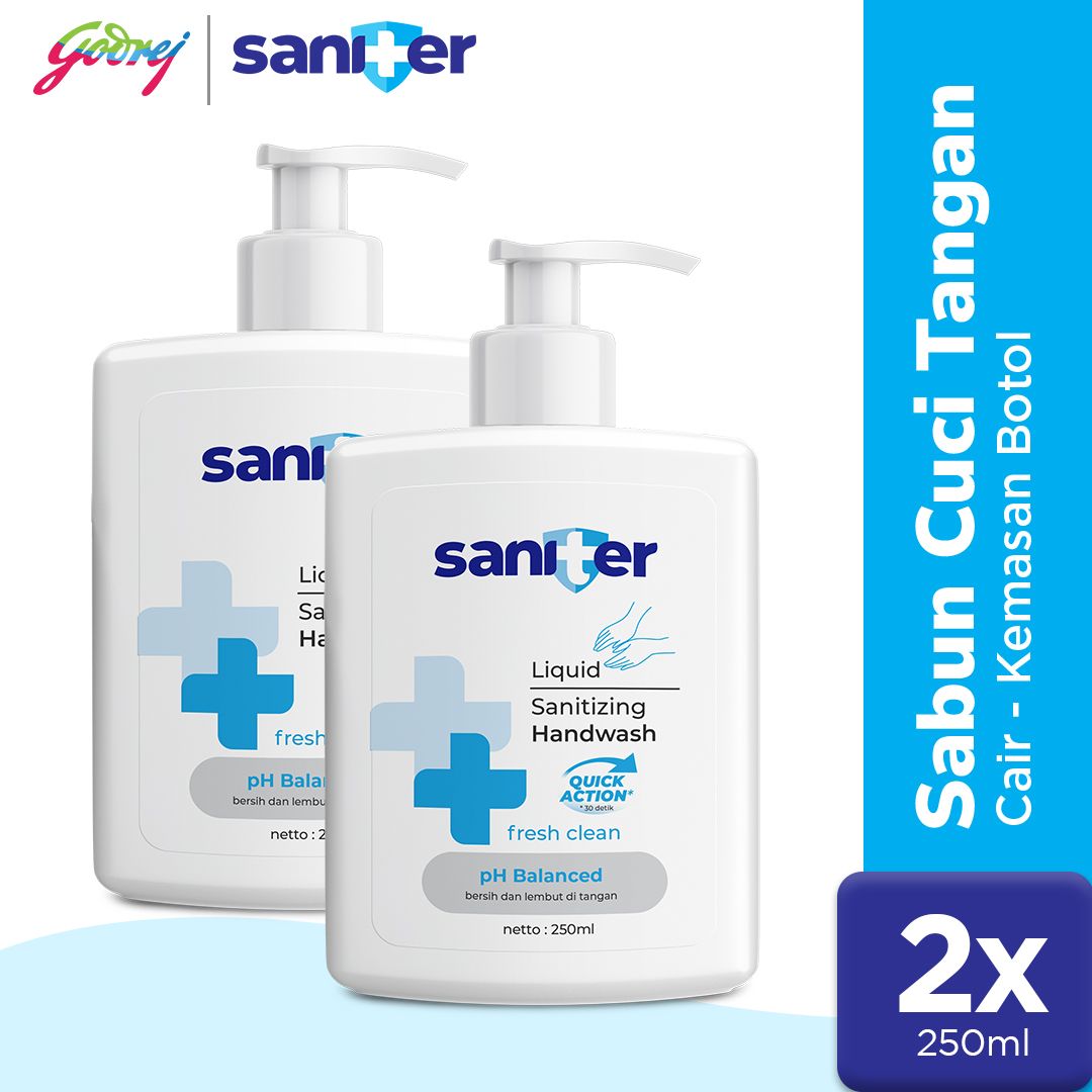 Saniter Hand Wash Bottle 250 ml - Sabun Cuci Tangan x2 - 1
