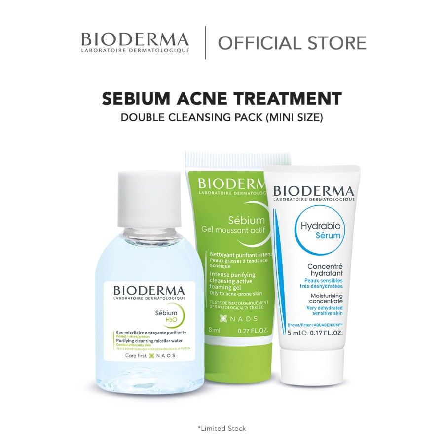 Bioderma Sebium Acne Treatment Double Cleansing Pack Mini Size - 1