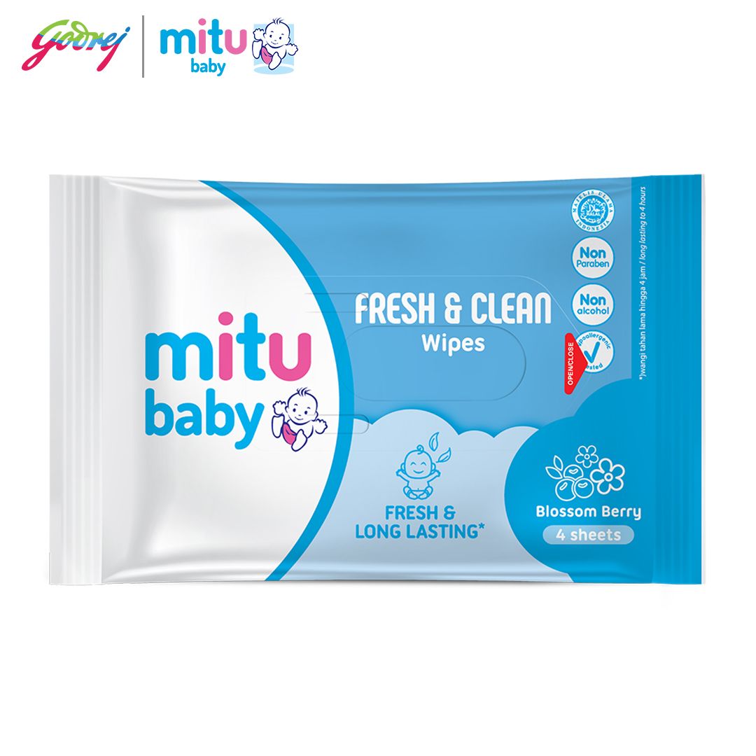 Mitu Baby Tissue Fresh & Clean Blue Blossom Berry - 4s - Tisu Basah Bayi - 2