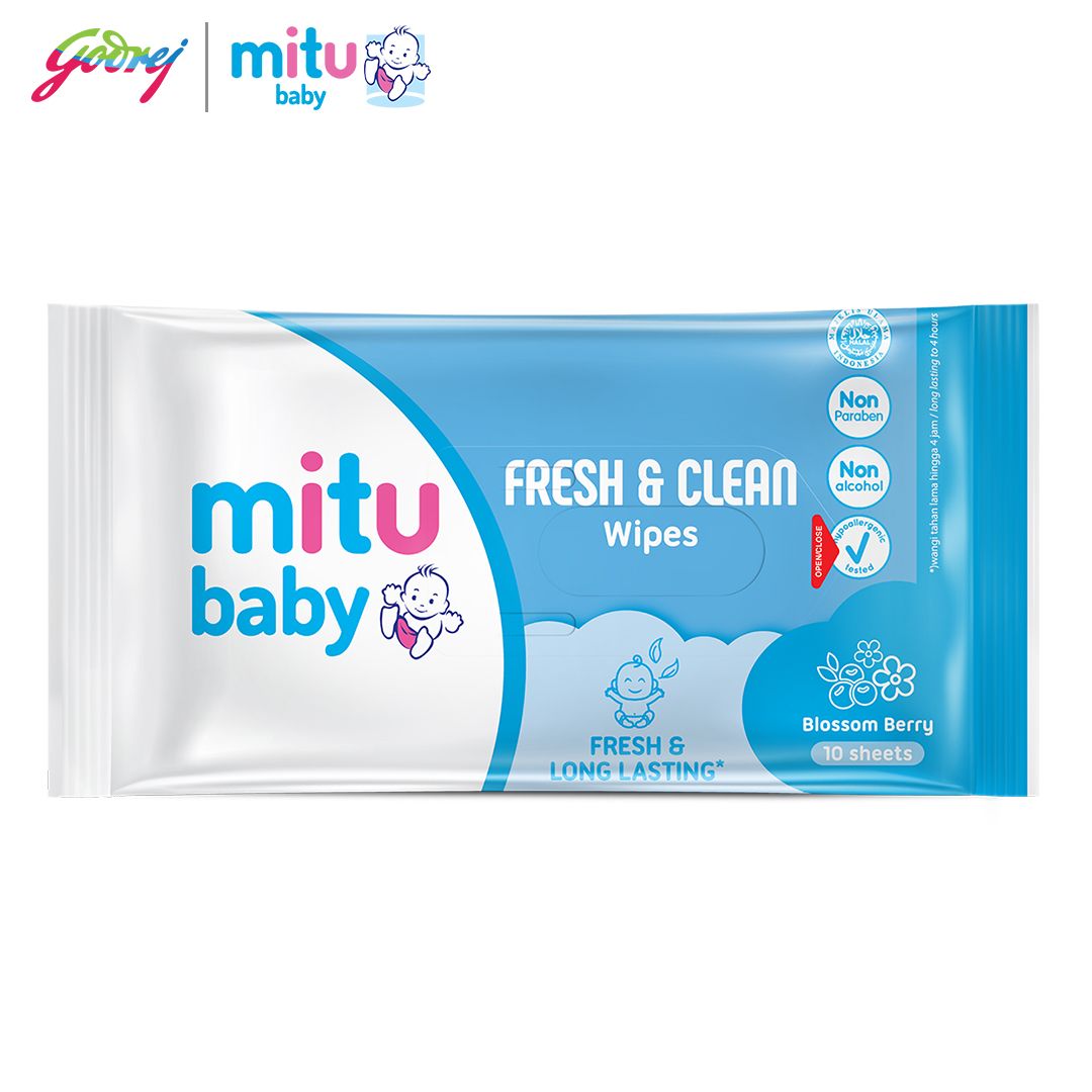 [Beli 1 Gratis 1] Mitu Baby Fresh & Clean Wipes Blossom Berry 10'S - Tisu Basah Bayi - 3