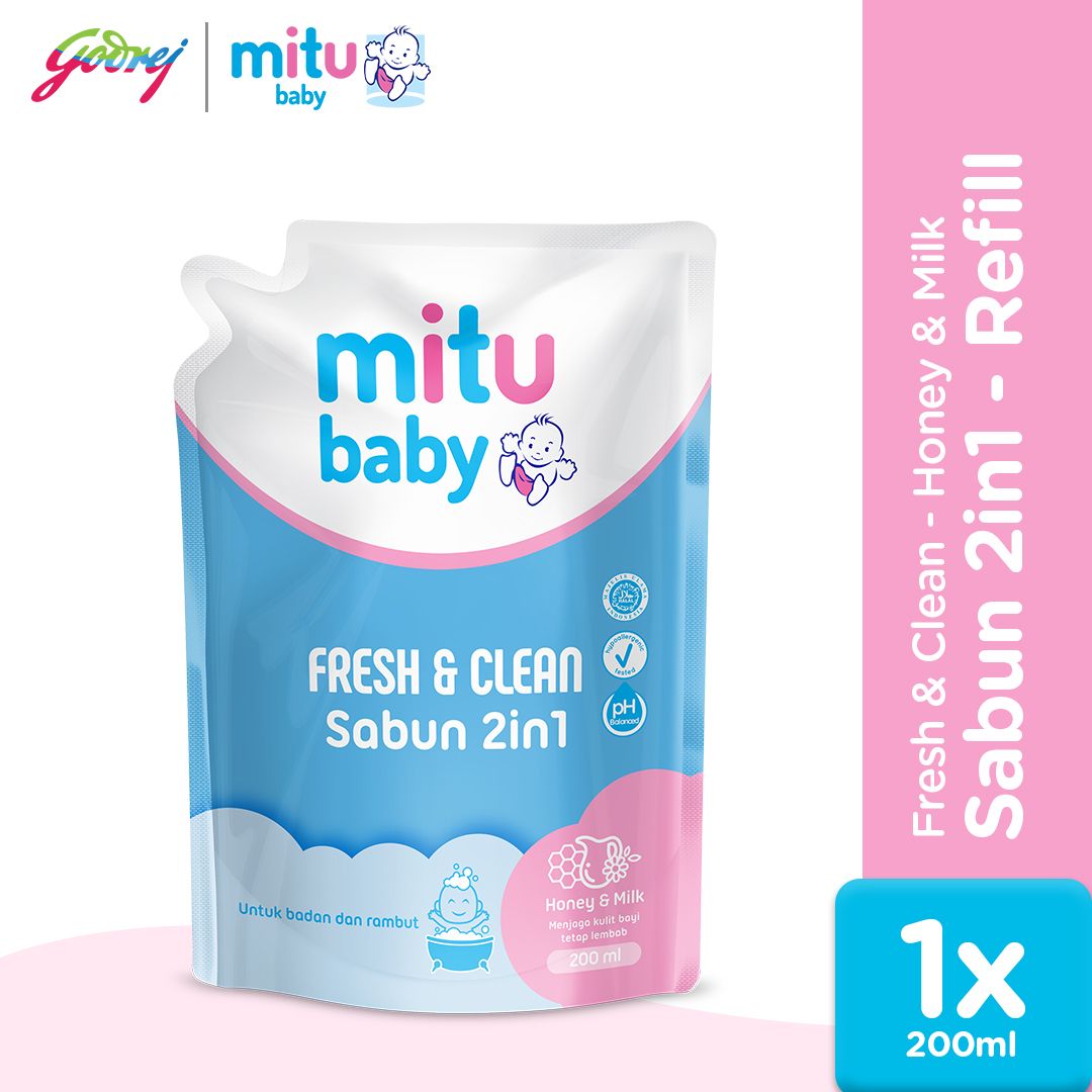Mitu Baby Liquid Soap 2In1 Refill 200ml - Sabun Mandi Bayi - 1