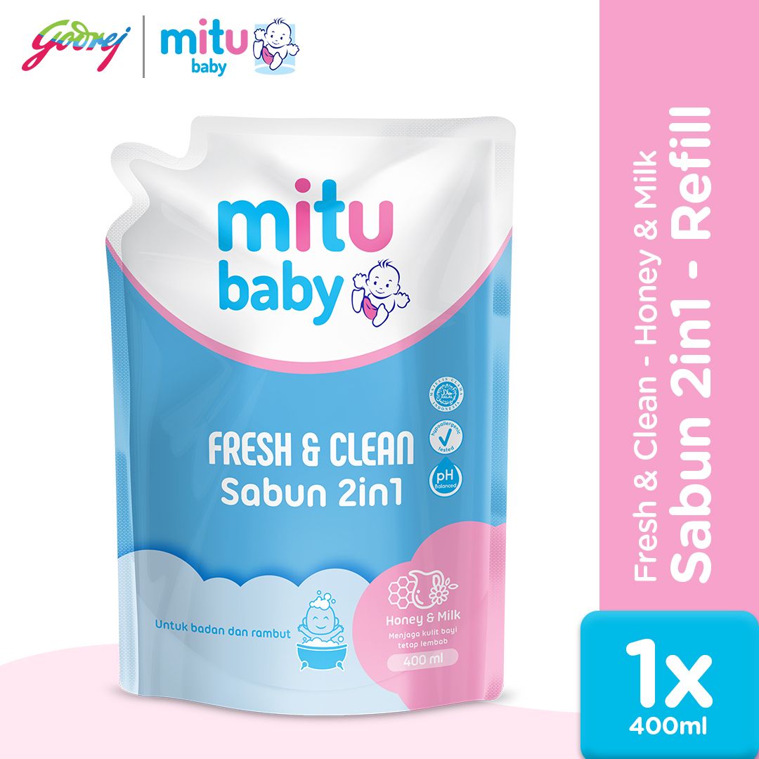 Mitu Baby Liquid Soap 2in1 Pouch 400ml - Sabun Mandi Bayi - 1