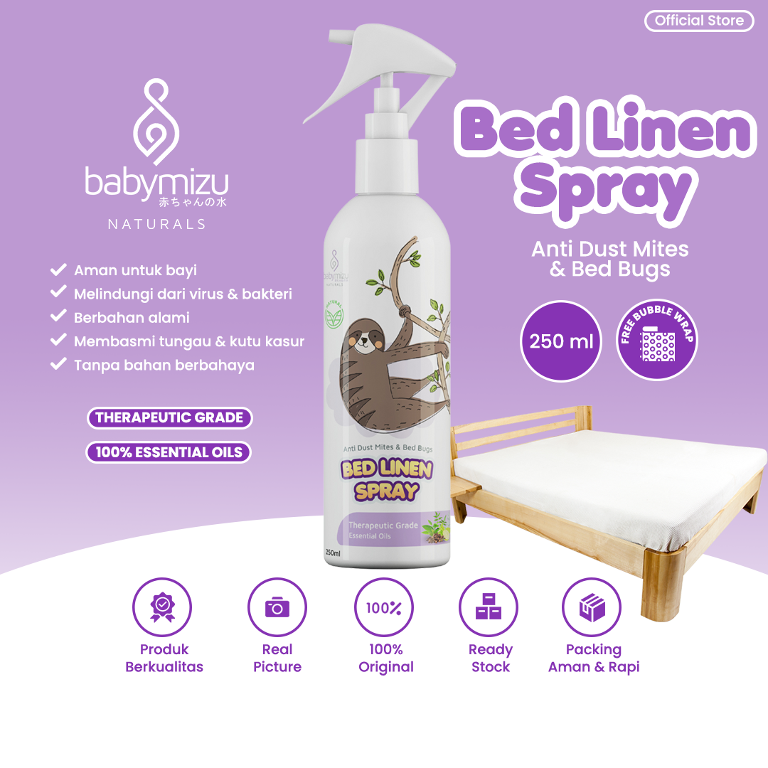 BABYMIZU Bed Linen Spray Natural - Spray Anti Tungau. Kutu Kasur. Semut. Bacterial & Virus 250ml - 1