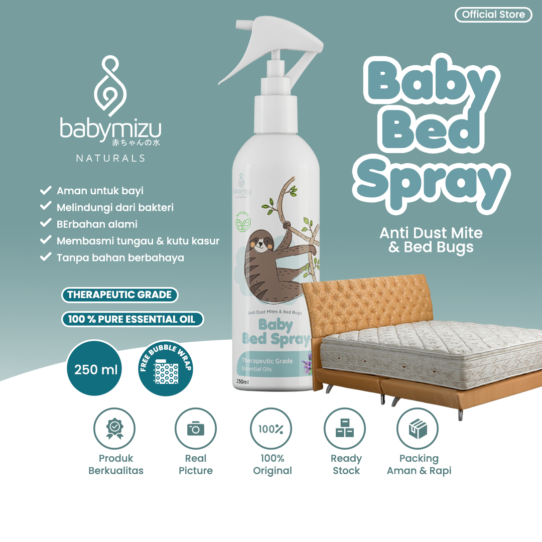 BABYMIZU Baby Bed Spray - Spray Kasur Bayi Anti Tungau. Kutu Kasur. Anti Bacterial & Virus 250ml - 1