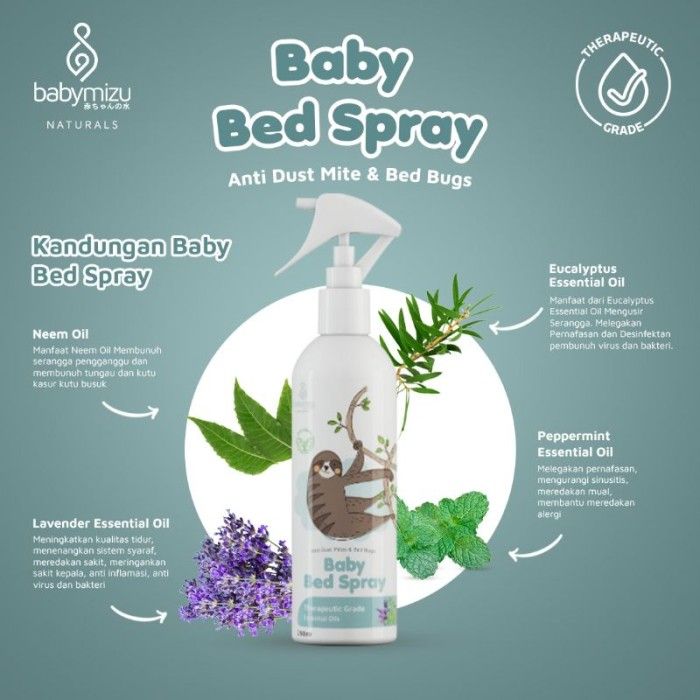 BABYMIZU Baby Bed Spray - Spray Kasur Bayi Anti Tungau. Kutu Kasur. Anti Bacterial & Virus 250ml - 2