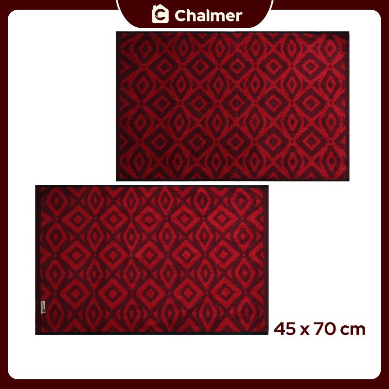 Keset Chalmer 45 x 70 cm Keset Handuk Motif Keset Dapur Keset Kamar Mandi Bolak Balik - Red Diamond - 1