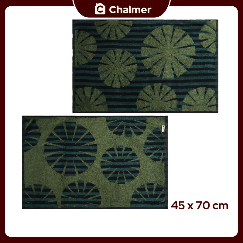 Keset Chalmer 45 x 70 cm Keset Handuk Motif Keset Dapur Keset Kamar Mandi Bolak Balik - Green Lotus - 1