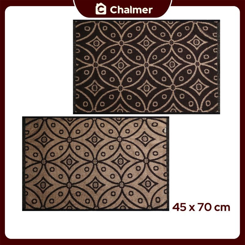 Keset Chalmer 45 x 70 cm Keset Handuk Motif Keset Dapur Keset Kamar Mandi Bolak Balik - Brown Batik - 1