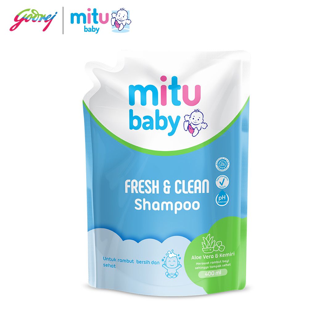 Mitu Baby Shampoo Fresh & Clean Refill 400 ml - Sampo Bayi x2 - 2