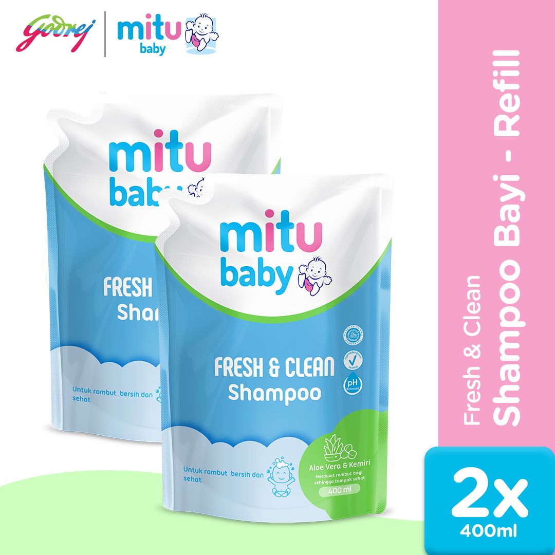 Mitu Baby Shampoo Fresh & Clean Refill 400 ml - Sampo Bayi x2 - 1