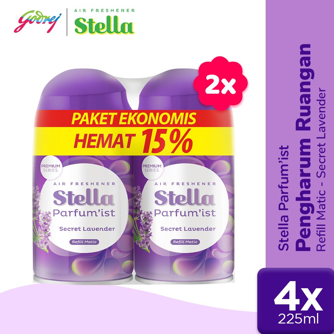 Stella Matic Parfumist Secret Lavender Refill 225ml Multipack - Refill Pengharum Ruangan Otomatis x2 - 1