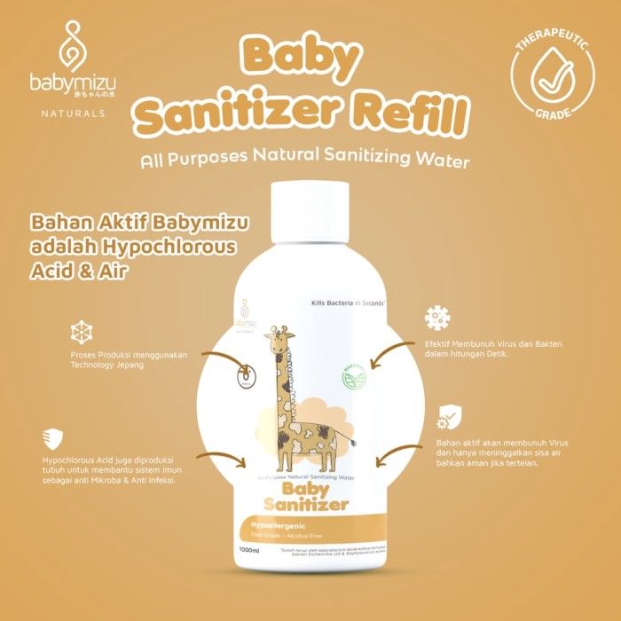 BABYMIZU Baby Sanitizer Refill Pack 1000 ml - Hypoallergenic Baby Sanitizer - 2